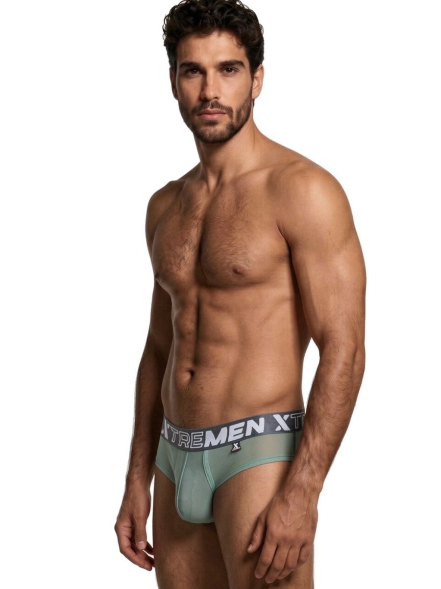 Xtremen 91262 Men's Underwear Sleek Microfiber Mesh Briefs Color Green