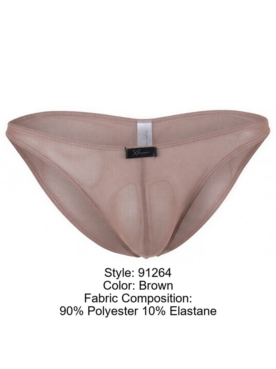 Xtremen 91264 Men's Underwear Microfiber Mesh Bikini Color Brown