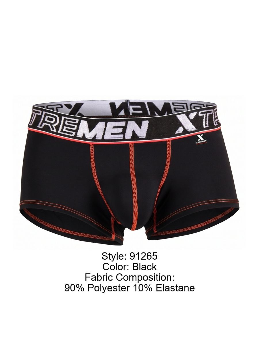 Xtremen 91265 Men's Underwear Sleek Microfiber Stretch Trunks Color Black