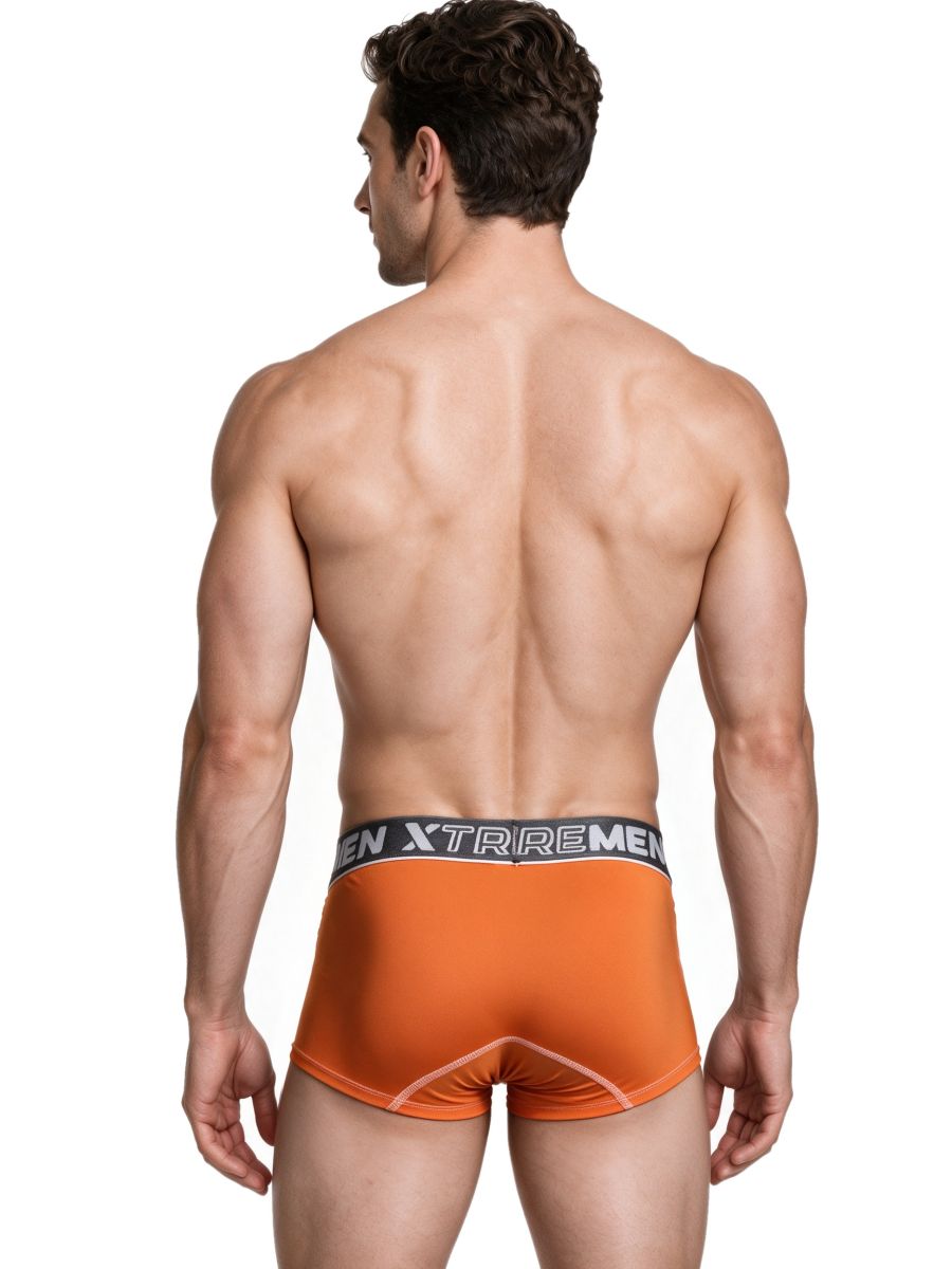 Xtremen 91265 Men's Underwear Sleek Microfiber Stretch Trunks Color Orange