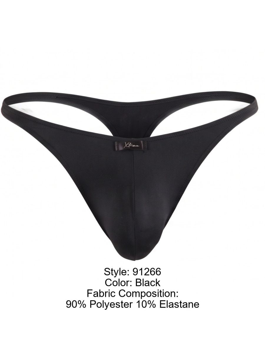Xtremen 91266 Men's Underwear Sleek Microfiber Thongs Color Black