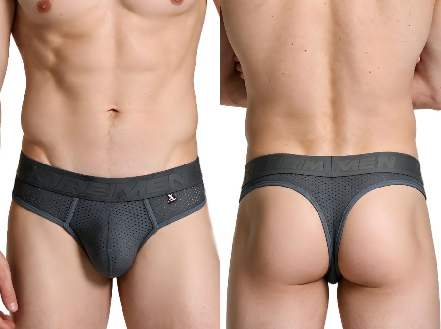Xtremen 91268 Microfiber Mesh Thongs Color Gray