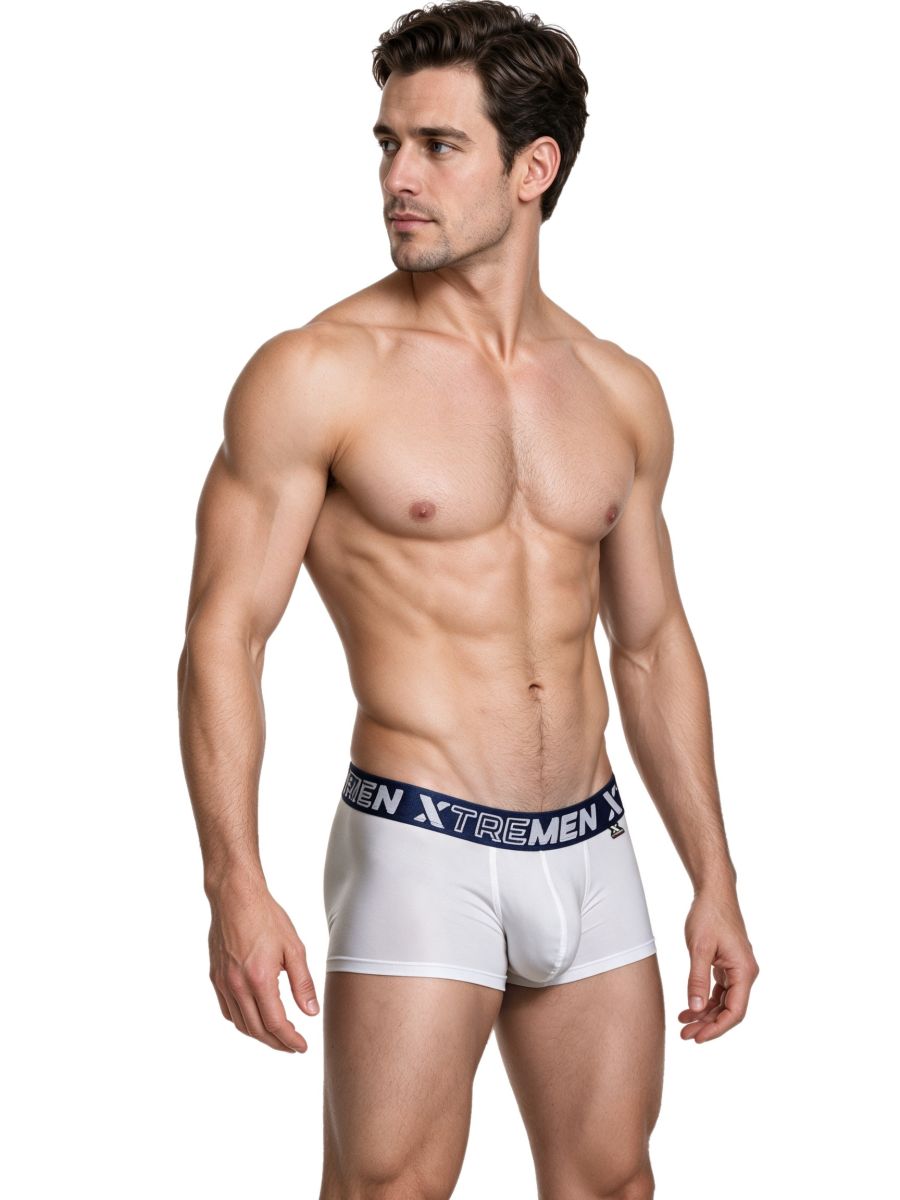 Xtremen 91274 Men's Underwear Microfiber Trunks for Daily Support Color White