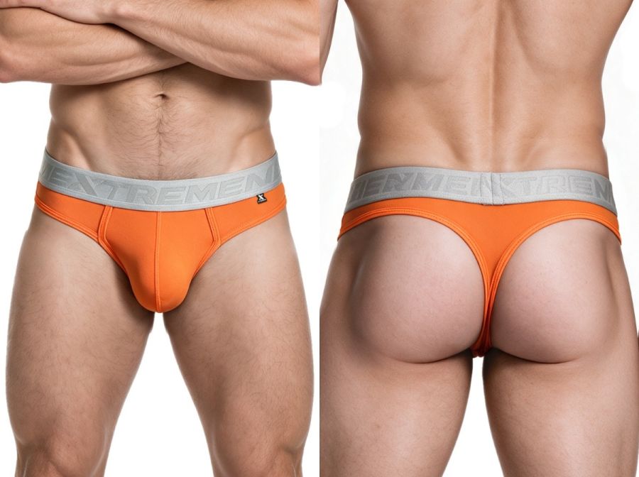 Xtremen 91281 Men's Underwear Sleek Microfiber Thongs Color Orange