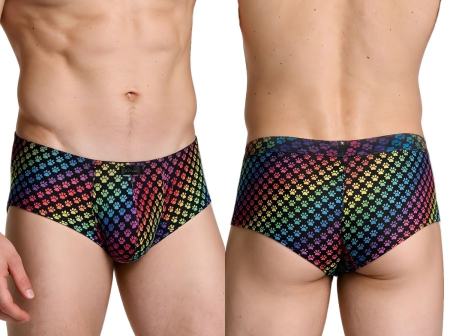 Xtremen 91283 Rainbow Printed Microfiber Briefs Color Paw print
