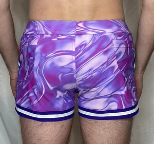 CTS Purple Watermarble Swim To Gym Short- Purple