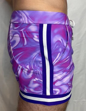 CTS Purple Watermarble Swim To Gym Short- Purple