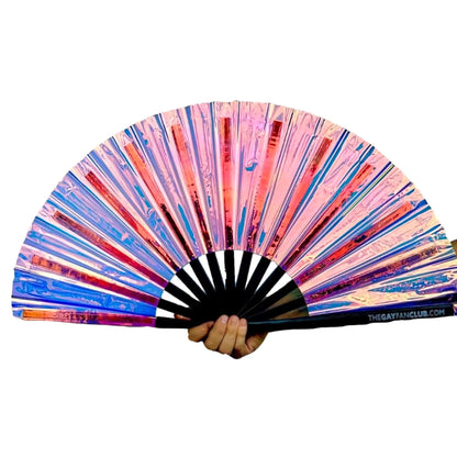Iridescent Holographic Hand Fan