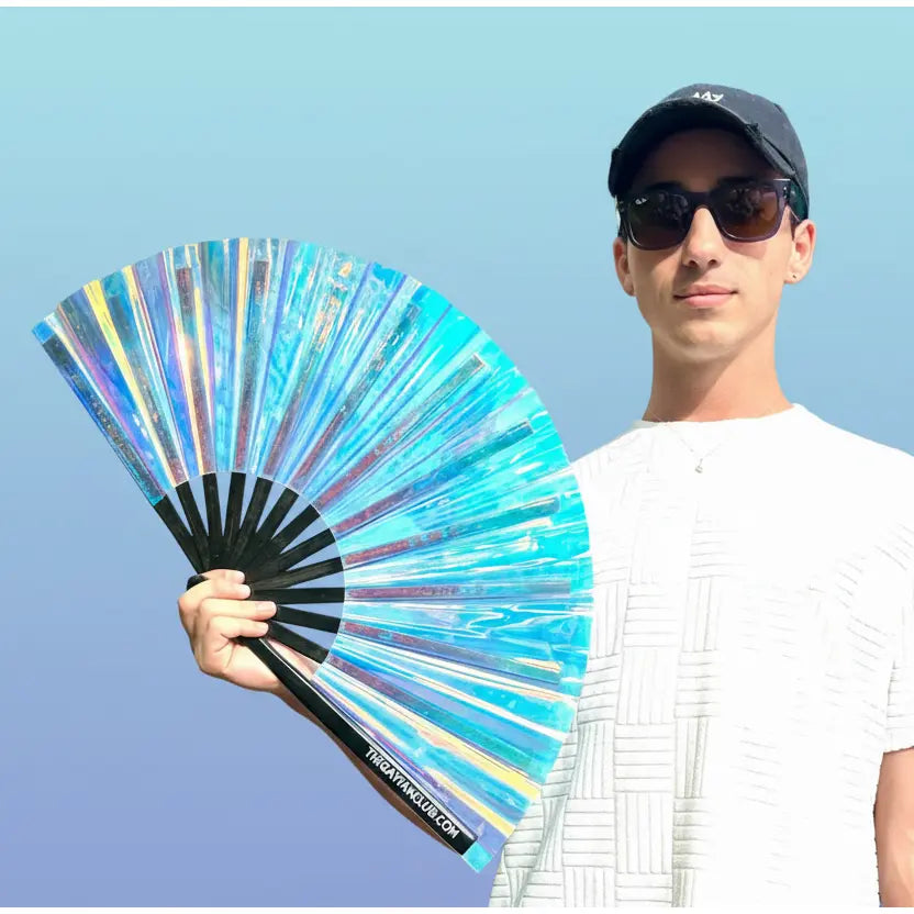 Iridescent Holographic Hand Fan
