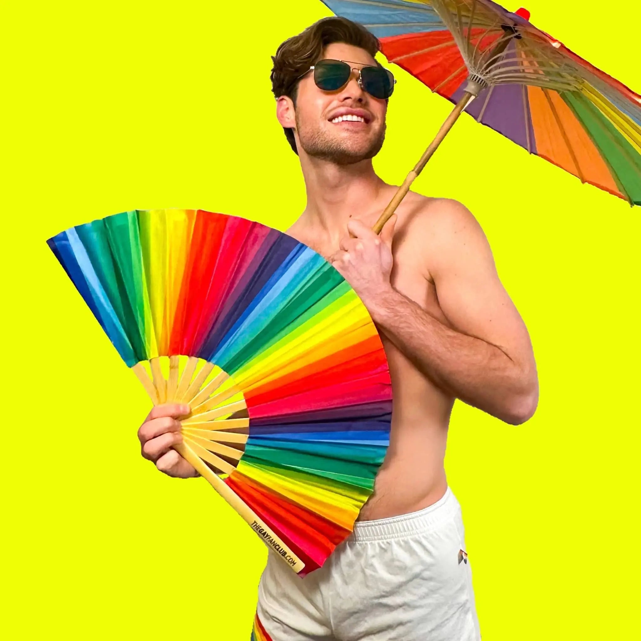 Rainbow Pride Bamboo Folding Fan