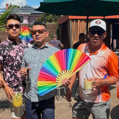 Rainbow Pride Bamboo Folding Fan