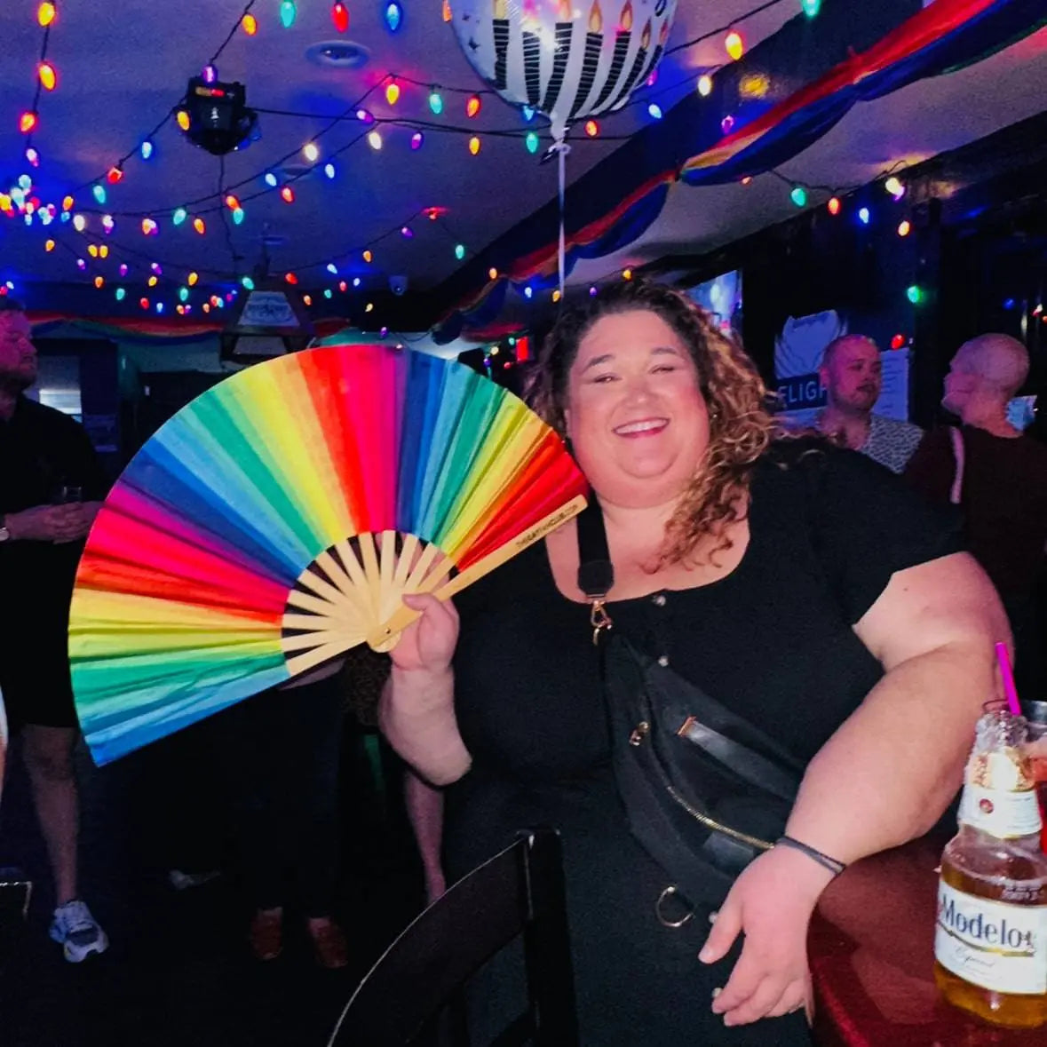 Rainbow Pride Bamboo Folding Fan