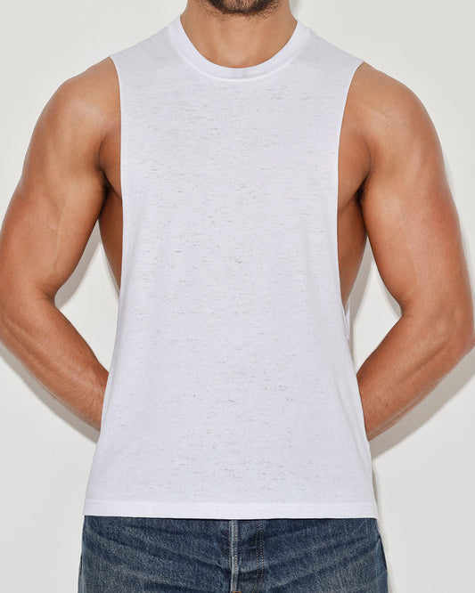 Hand Me Down Muscle Tank White - front view