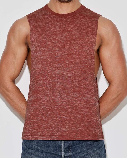 Hand Me Down Muscle Tank Persimmon Red - front view