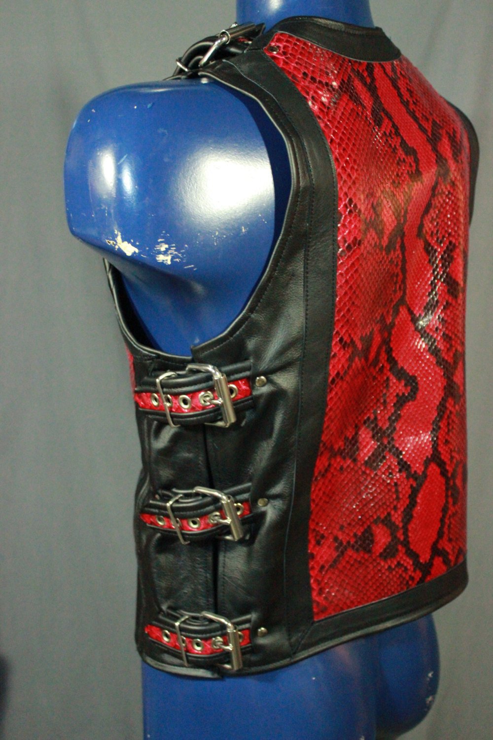 Amazing Black and Red Snakeskin Vest - view 5
