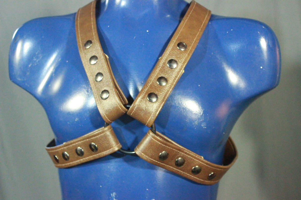 Brown Leather X-Harness, Gunmetal Hardware - view 5