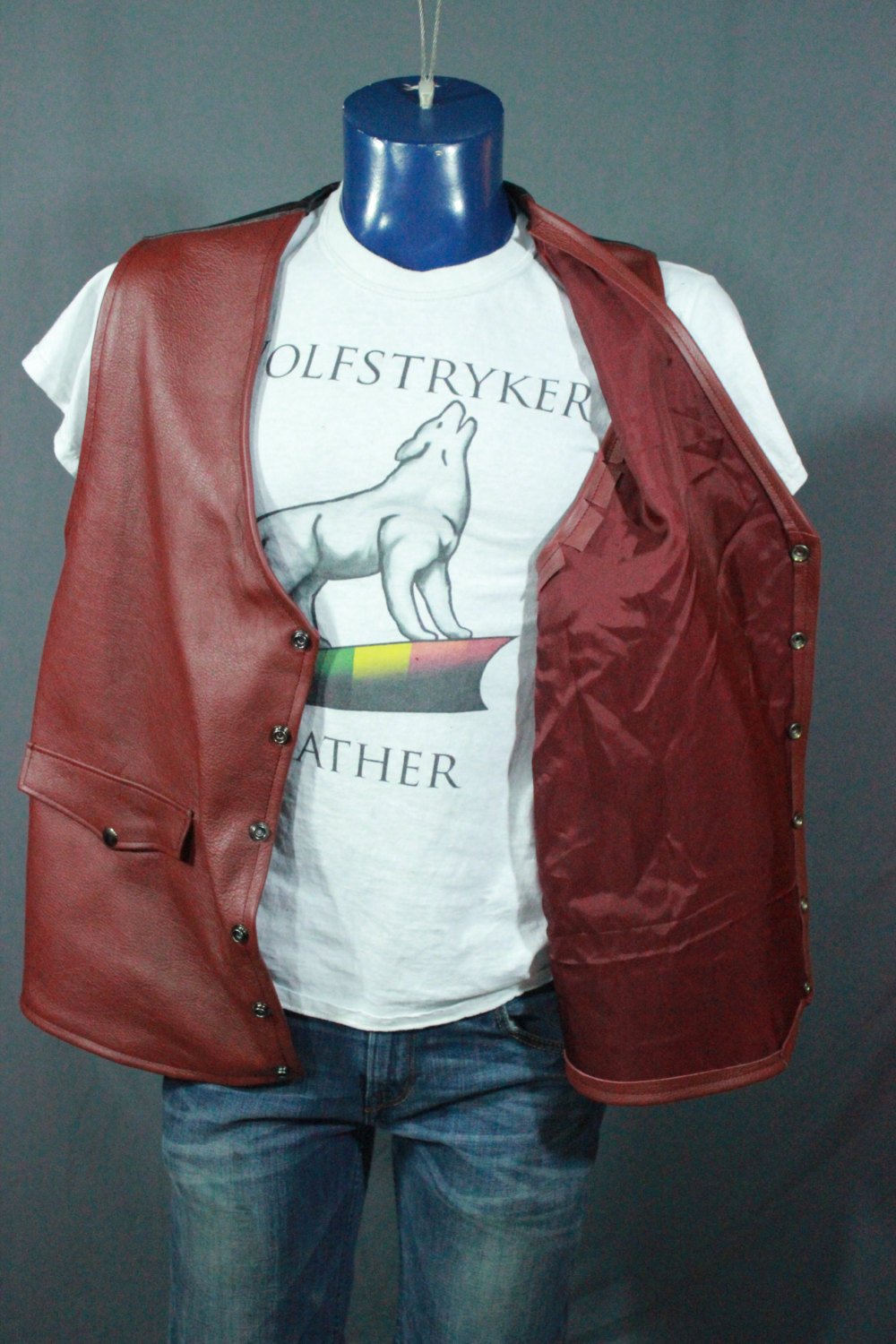 Burgundy Leather Western Style Vest - view 4