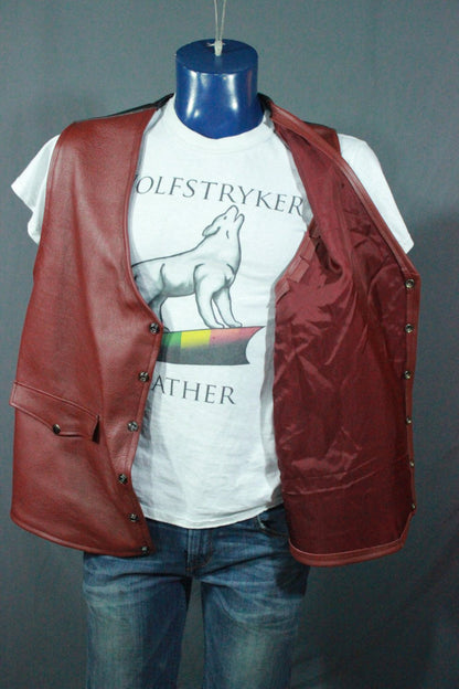 Burgundy Leather Western Style Vest - view 4