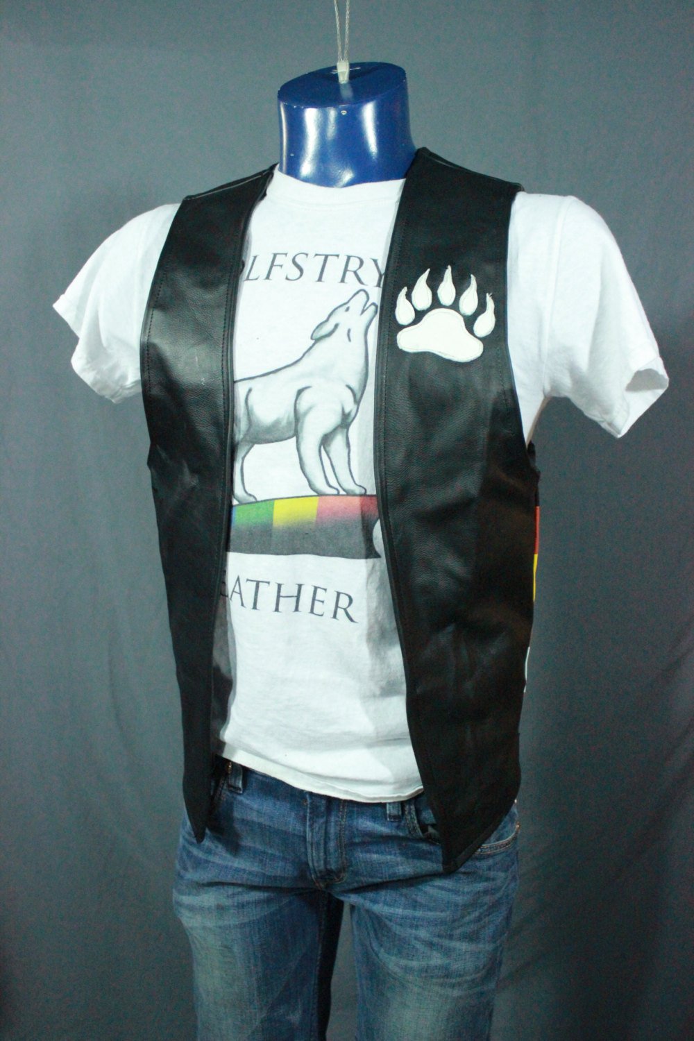 Hand Made Leather Bear Pride Vest - view 3