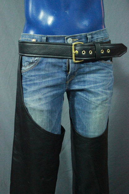 Black Leather Chaps - front view