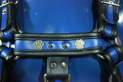 Full Body Bulldog Harness with Buckles and Puppy Paw Highlights - view 4