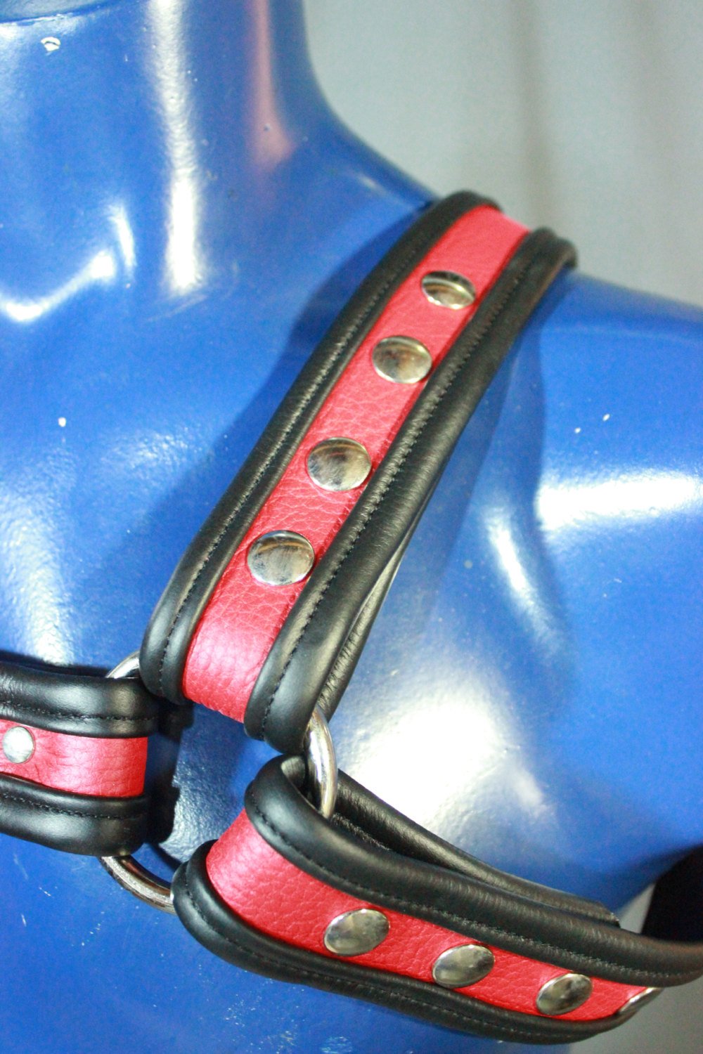 Red and Black Bulldog Harness - Our Softest Leather! - view 3