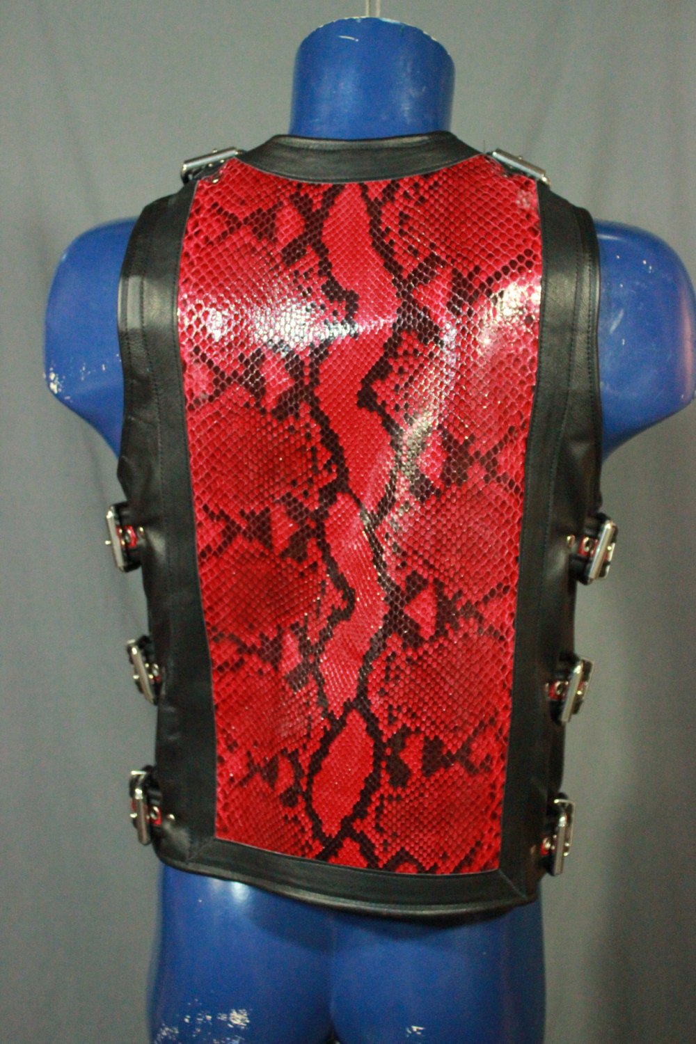 Amazing Black and Red Snakeskin Vest - view 2