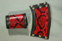 Amazing red snake wrist cuffs - sold as a PAIR! - front view