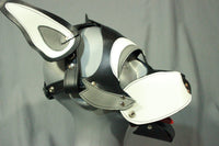 Husky style Pup Hood in Grey and White - front view