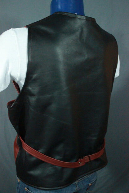Burgundy Leather Western Style Vest - view 3