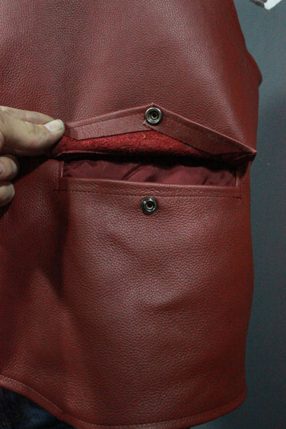 Burgundy Leather Western Style Vest - view 5