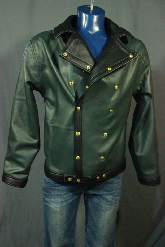 Our Biker Jacket in Forest Green - front view