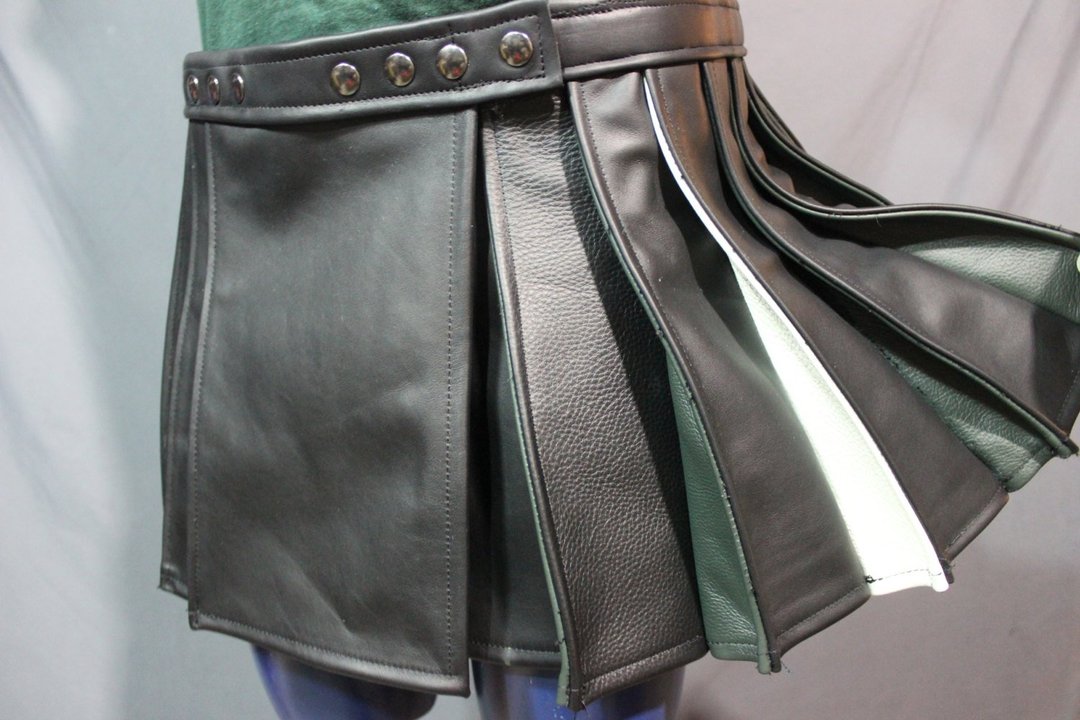 Pleated Leather Kilt - Leather Boy Pride - front view