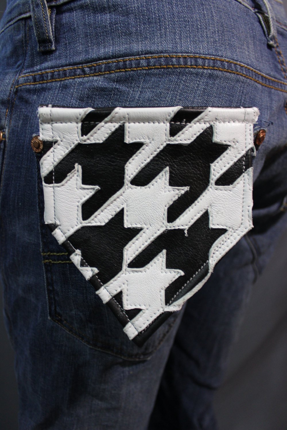 Houndstooth Pocket Flag in Leather - view 2