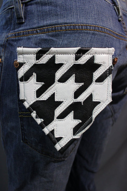 Houndstooth Pocket Flag in Leather - view 2