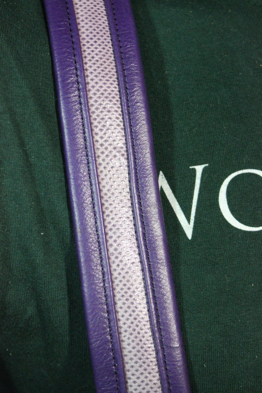 Our Hand Made lavender snake and purple leather suspenders - view 2