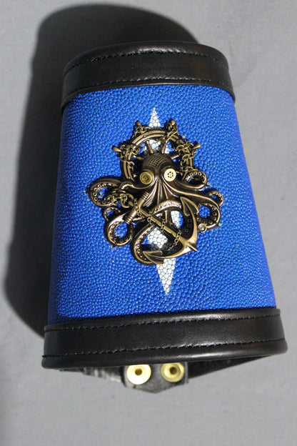 Blue stingray cuff with custom Victorian Curiousities pin! - view 4