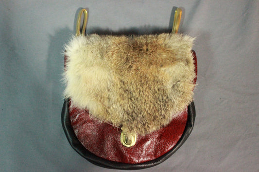 Colored Leather and fur Sporan - front view