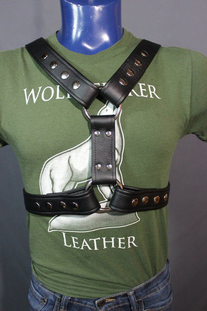 Classic Black Extended X Harness, Soft Leather Strapping - view 2