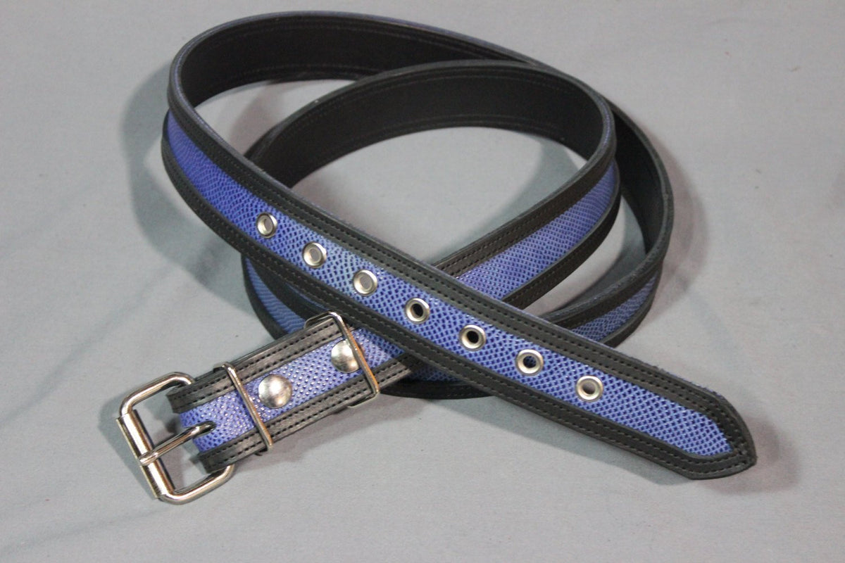 Ultra Durable Two Tone Snakeskin belt in BLUE - view 5