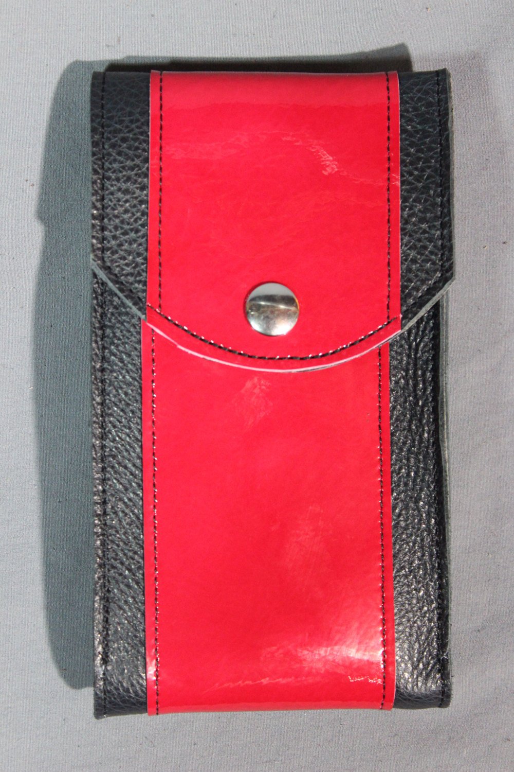 Leather Phone Case with Patent Leather Highlight - front view