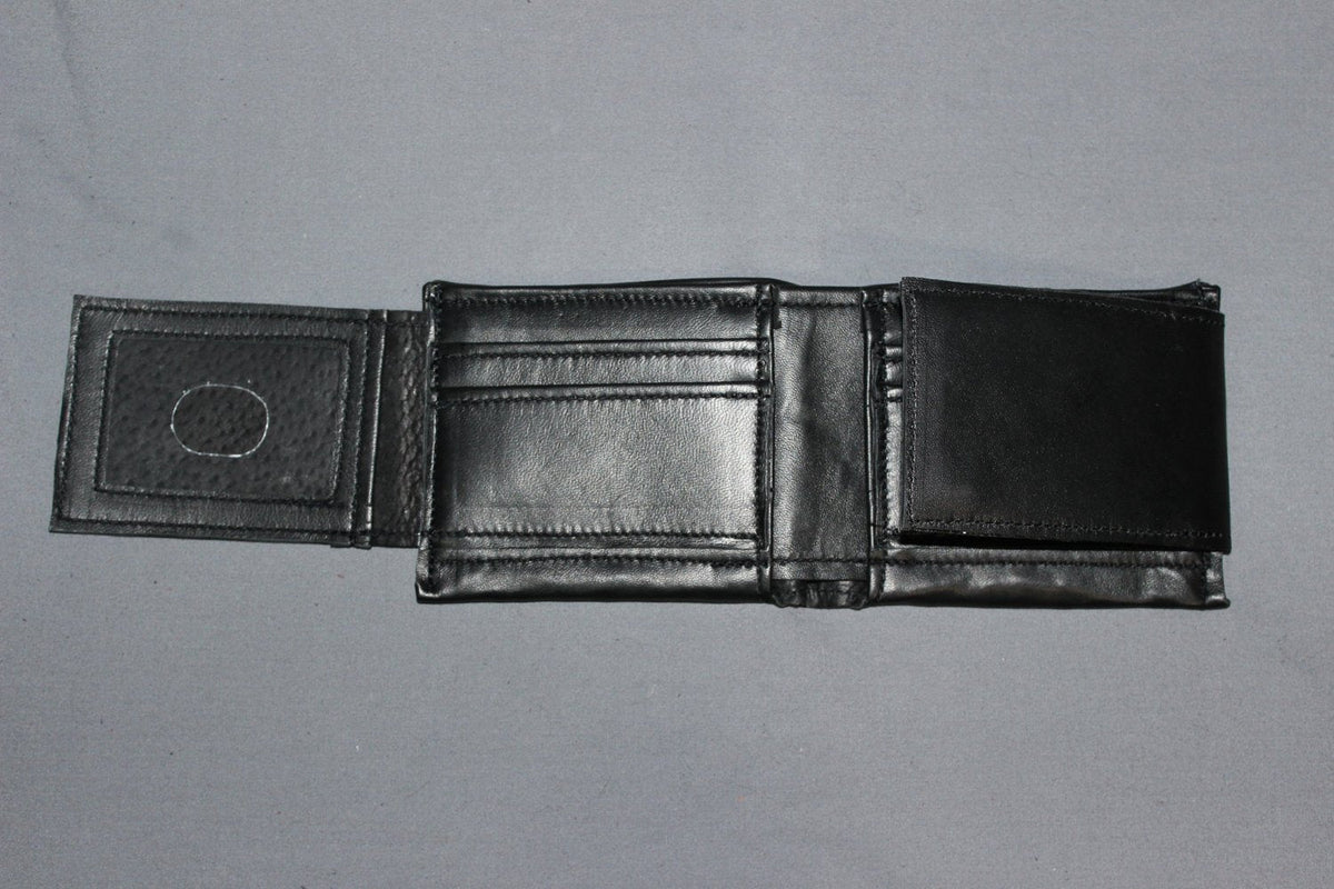 Classic Black Leather Wallet with Double ID flaps - view 2