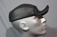 Curled Brimmed Leather Ball Cap - front view