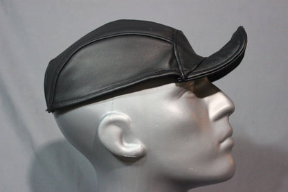 Curled Brimmed Leather Ball Cap - front view