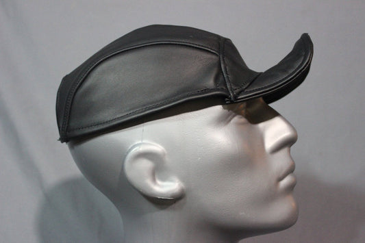 Curled Brimmed Leather Ball Cap - front view