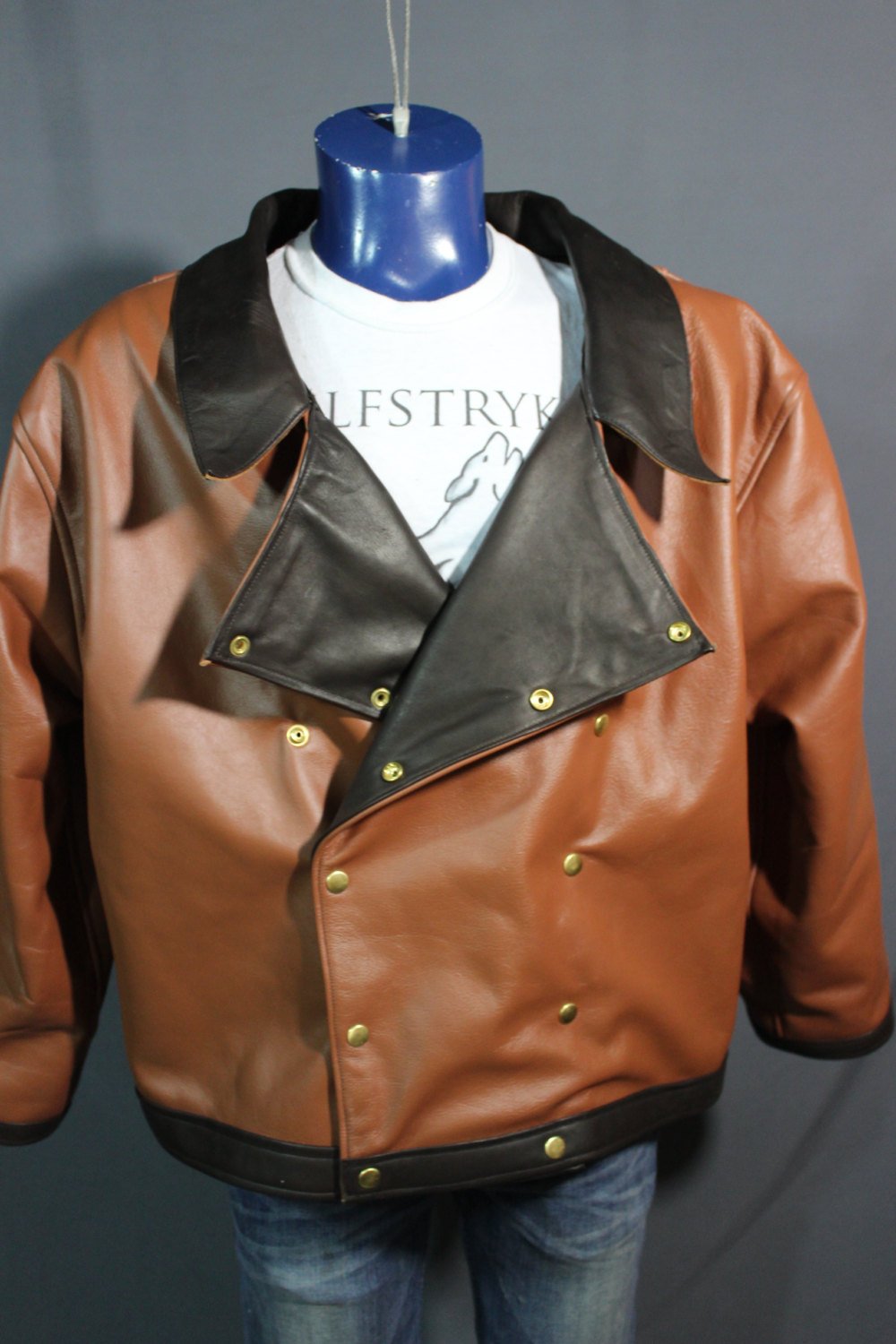 Sir Tom Matt's Collection - Our Biker Jacket in Steampunk Leathers - front view