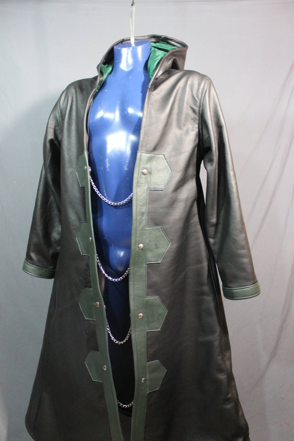 Sir Tom Matt's Collection - Leather Cape with Silk Lining - front view