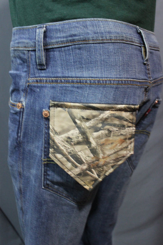 Camo leather pocket flag - Real Tree pattern - front view