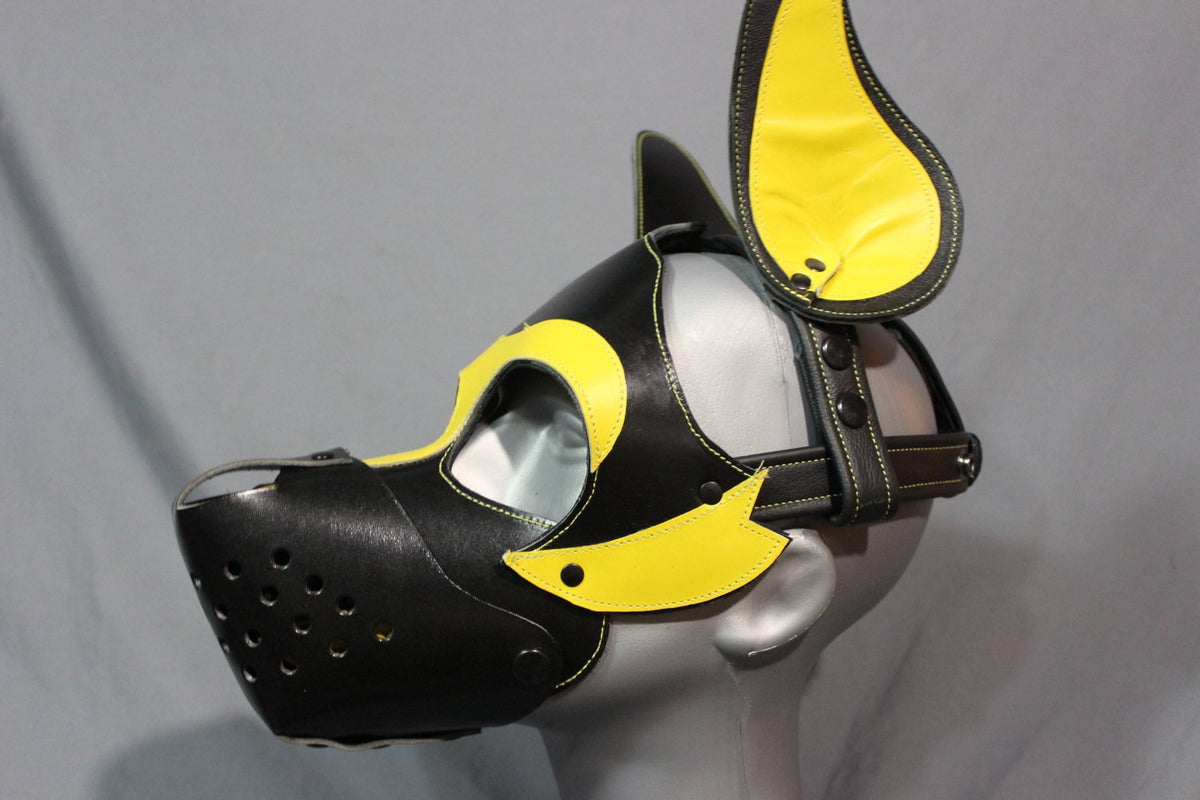 Pup Mask in Black and YELLOW with removable muzzle - view 3