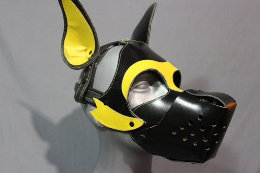 Pup Mask in Black and YELLOW with removable muzzle - view 2